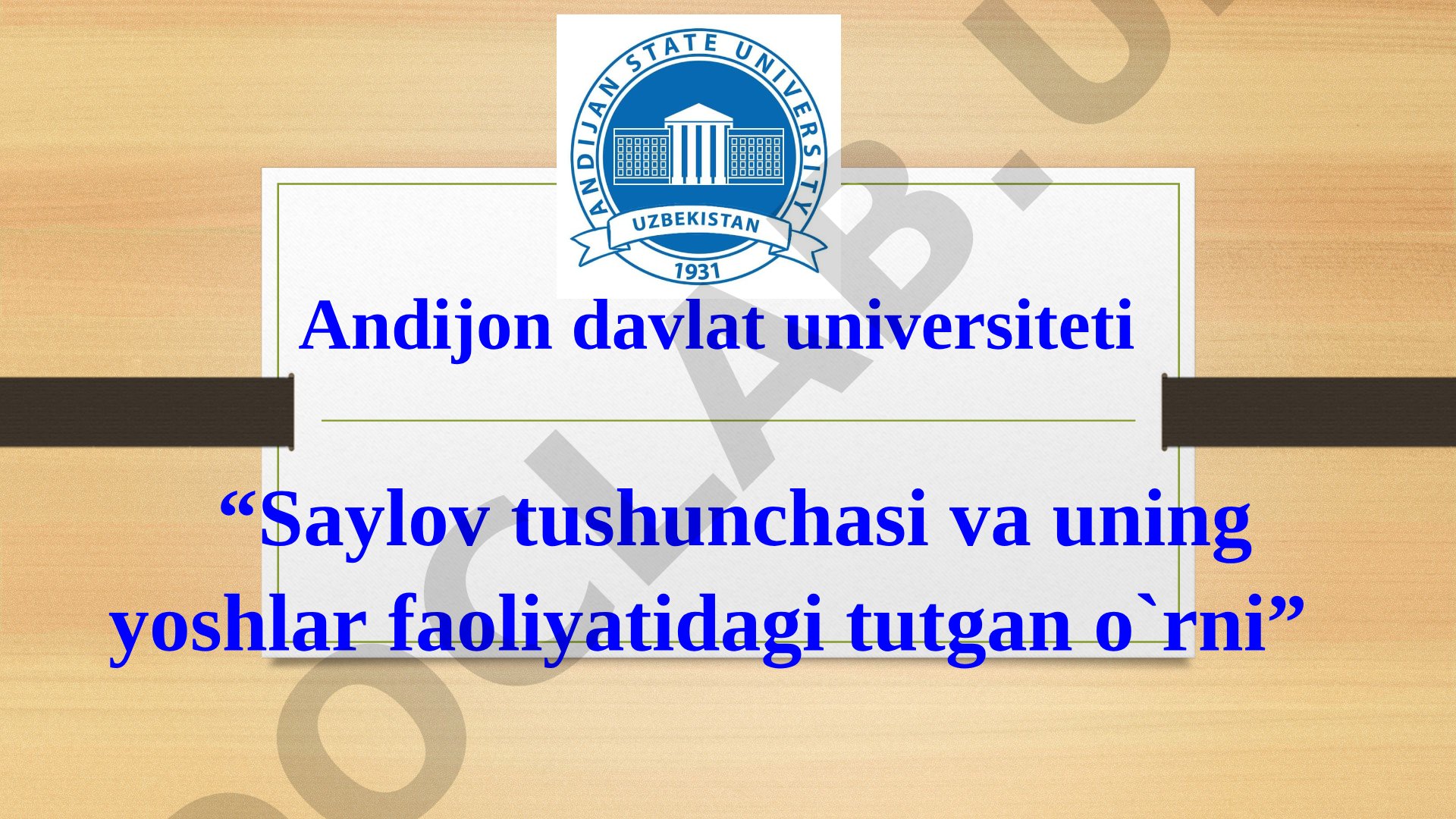 Saylov tushunchasi va uning yoshlar faoliyatidagi tutgan o'rni