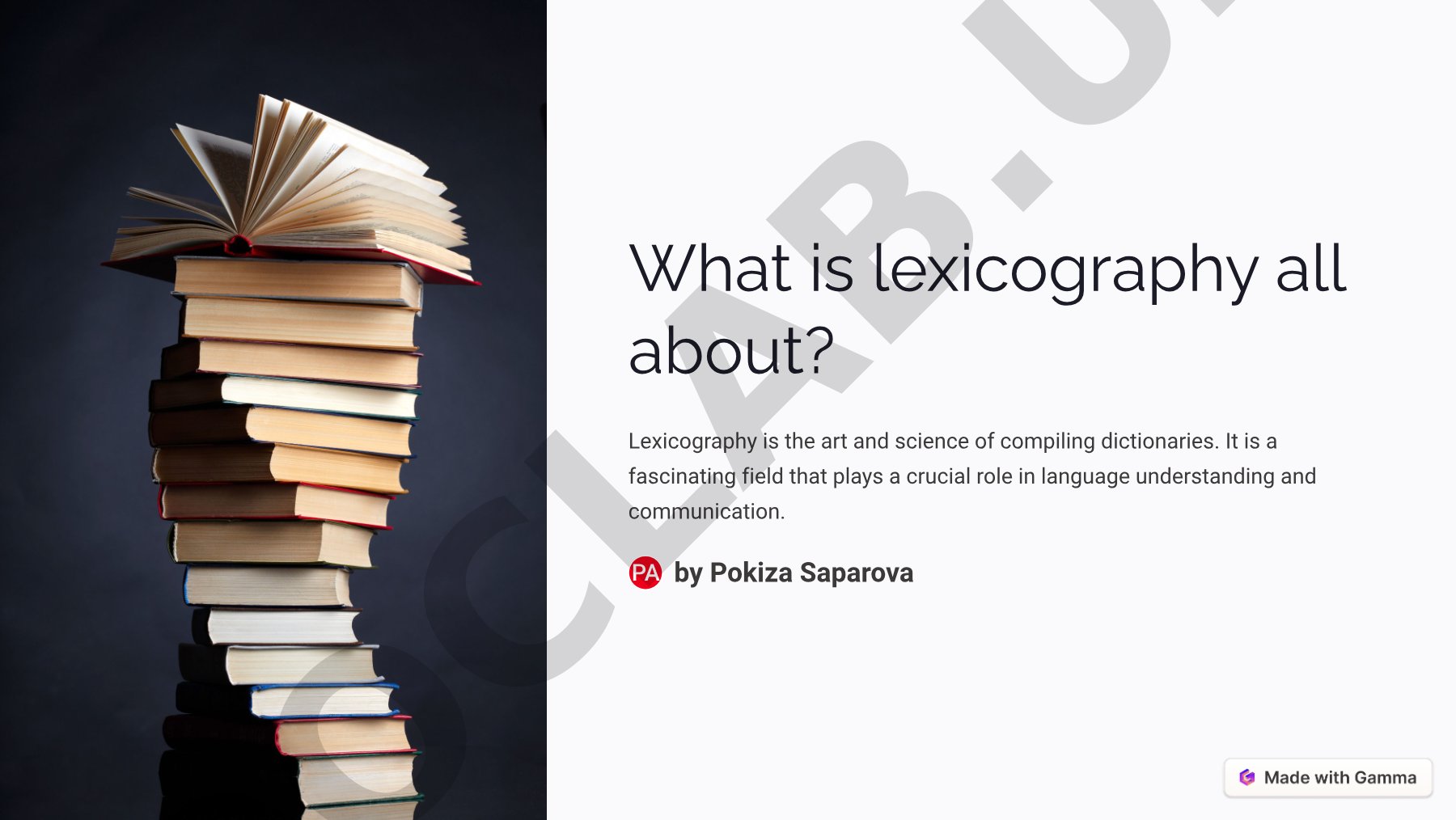 This presentation explains lexicography, its history, and how dictionaries are created