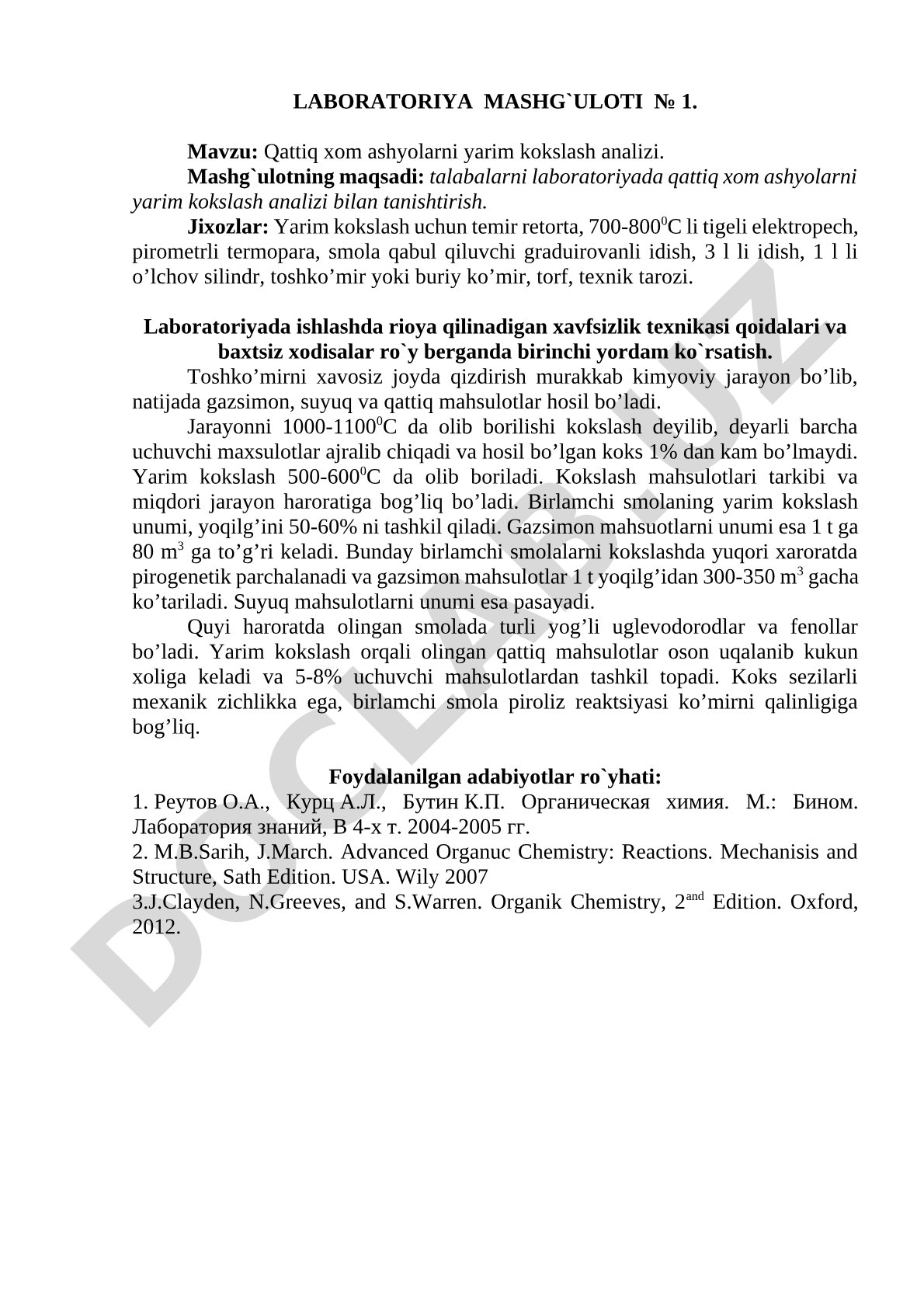 Qattiq xom ashyolarni yarim kokslash analizi