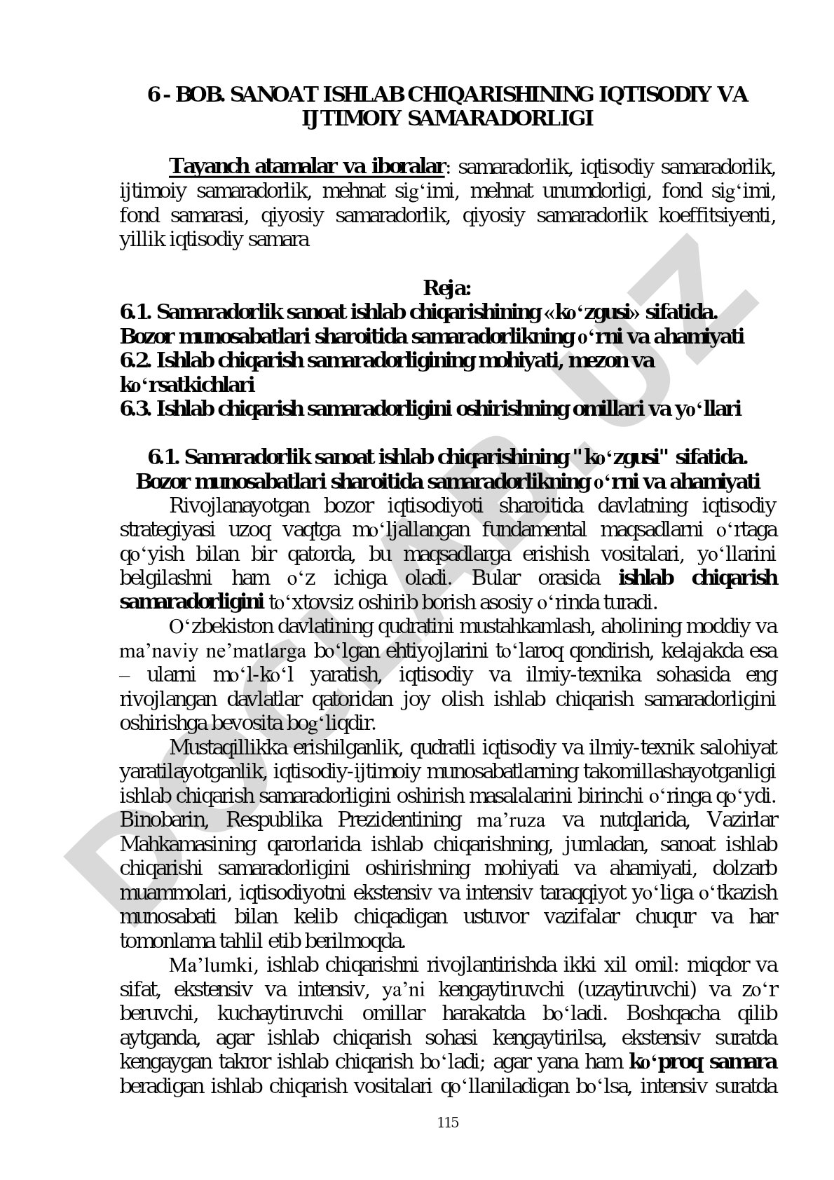 Sanoat ishlab chiqarishining iqtisodiy va ijtimoiy samaradorligi