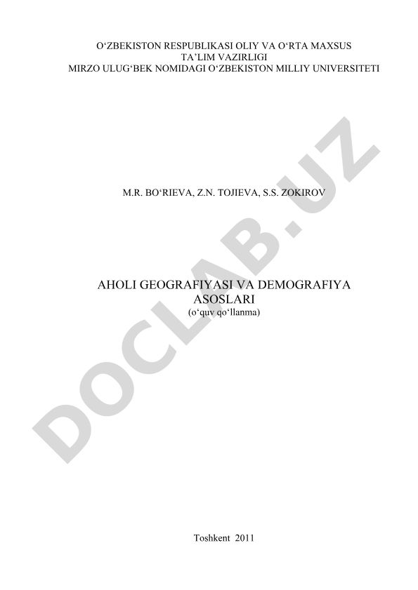 Aholi geografiyasi va demografiya asoslari