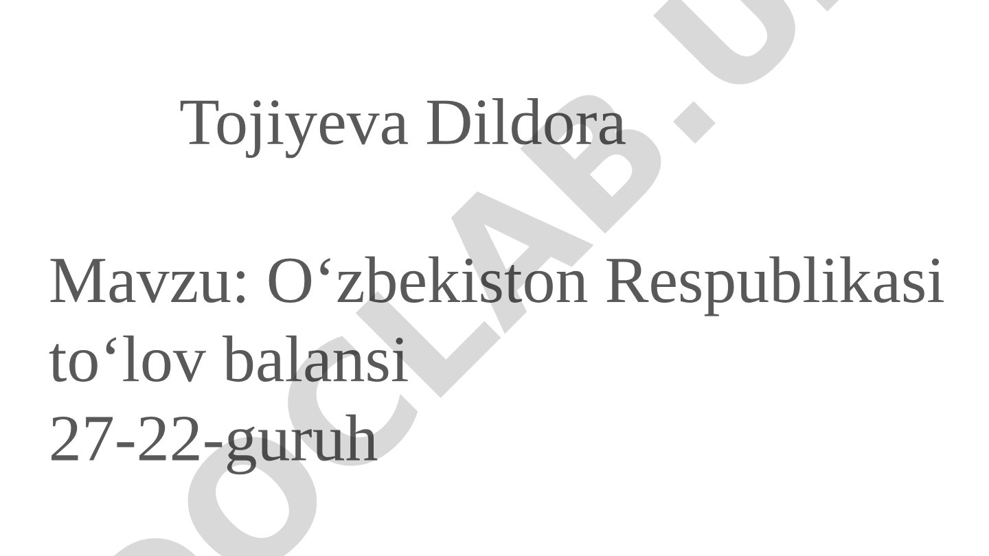 Oʻzbekiston Respublikasi toʻlov balansi