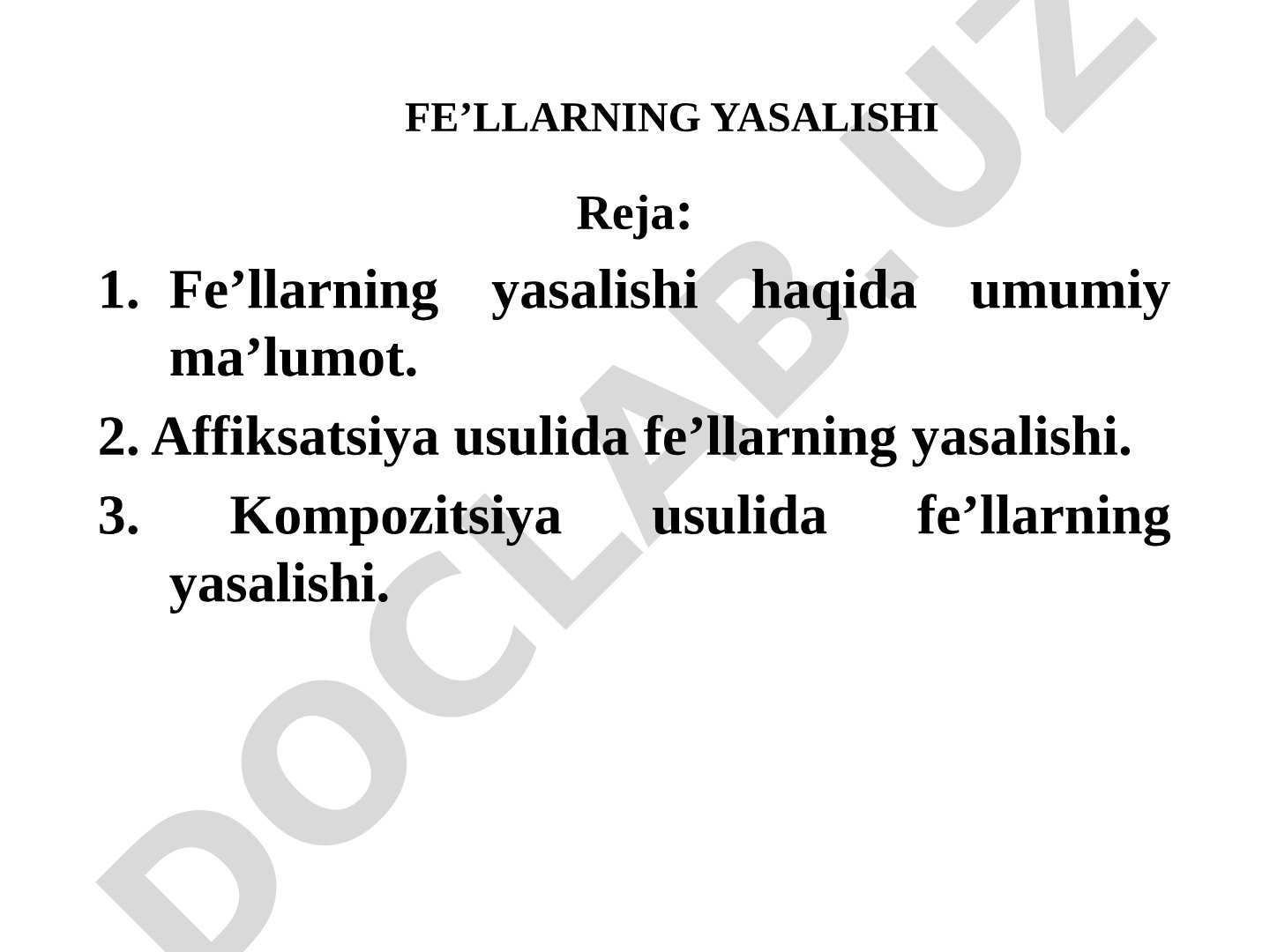 Fe'llarning yasalishi