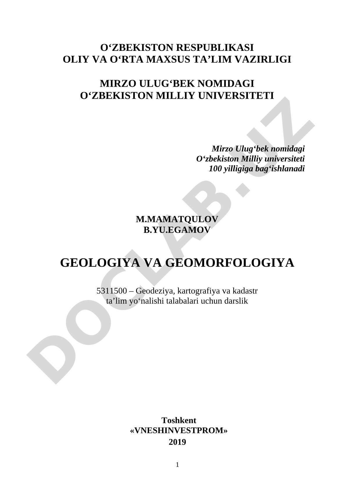 Geologiya va geomorfologiya
