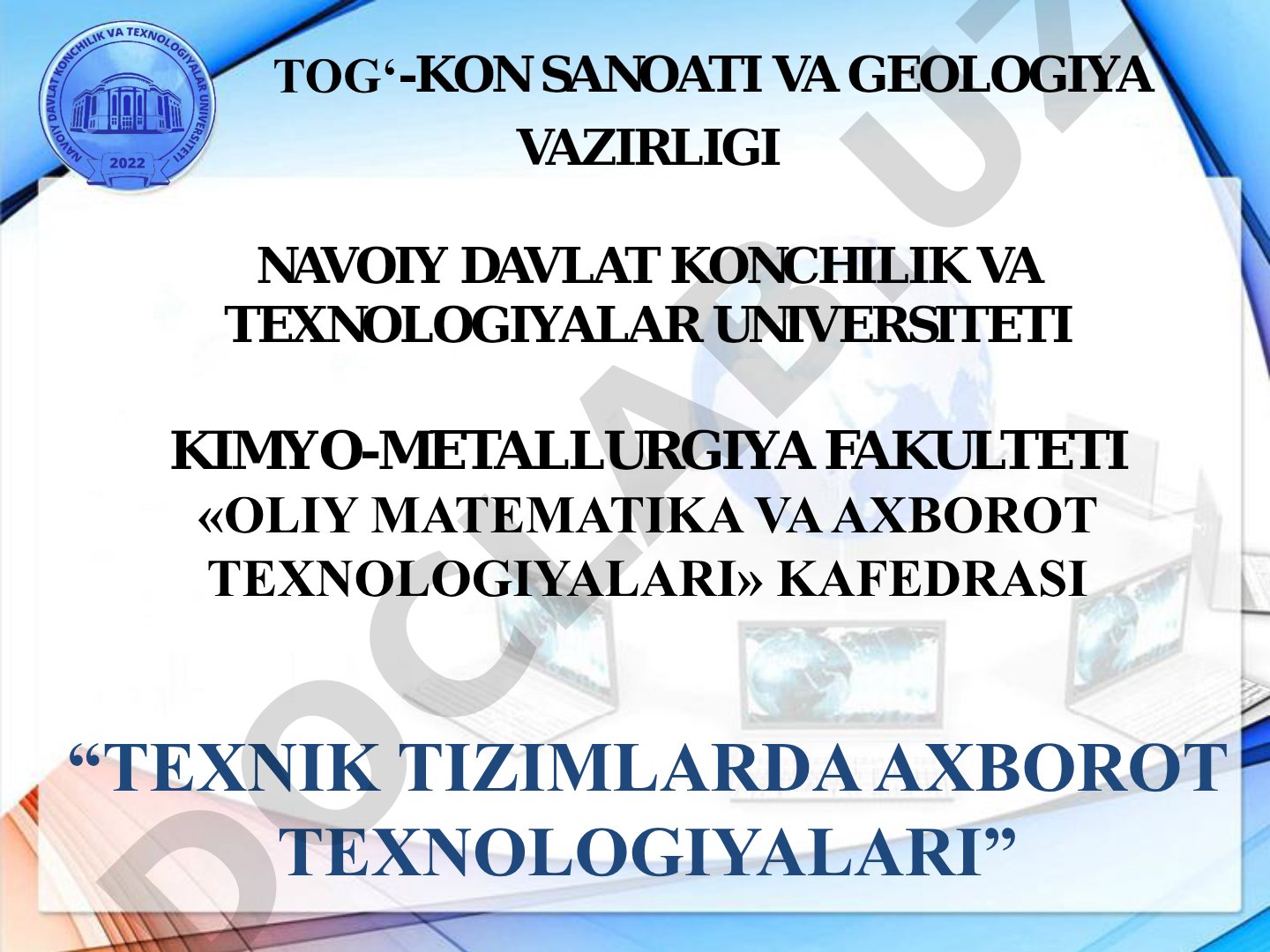 Texnik tizimlarda axborot texnologiyalari 4-tajriba mashg'uloti: Tizim ishlashiga ta'sir qiluvchi kiber hujumlarni aniqlash va tahdidlardan himoya qilish