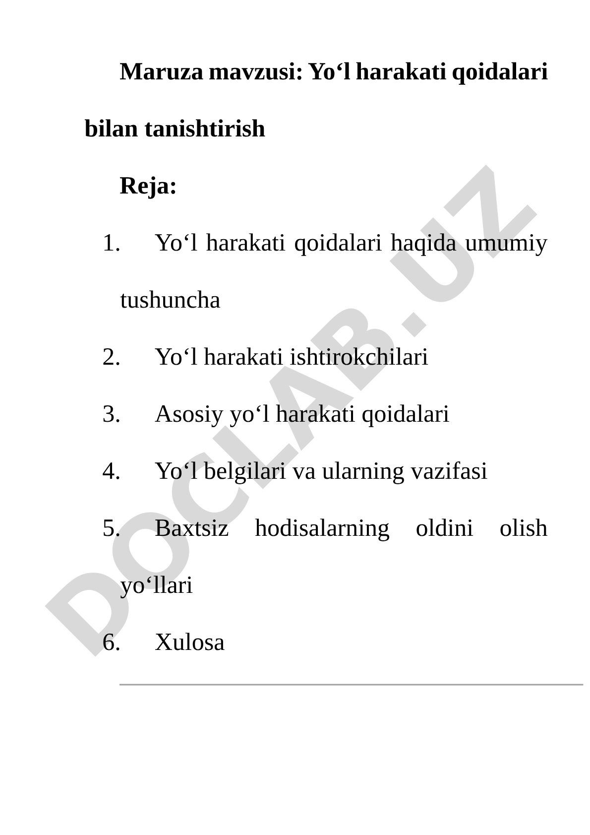 Yo‘l harakati qoidalari bilan tanishtirish