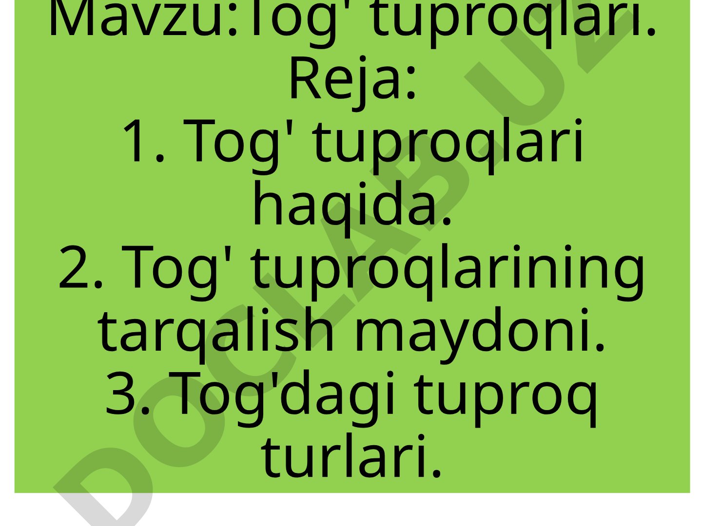 Tog' tuproqlari haqida ma'lumot, tarqalish maydoni va turlari