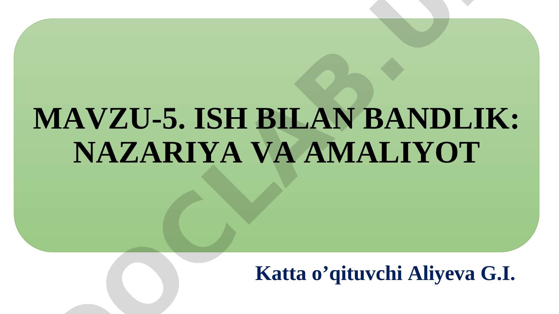 Ish bilan bandlik: nazariya va amaliyot