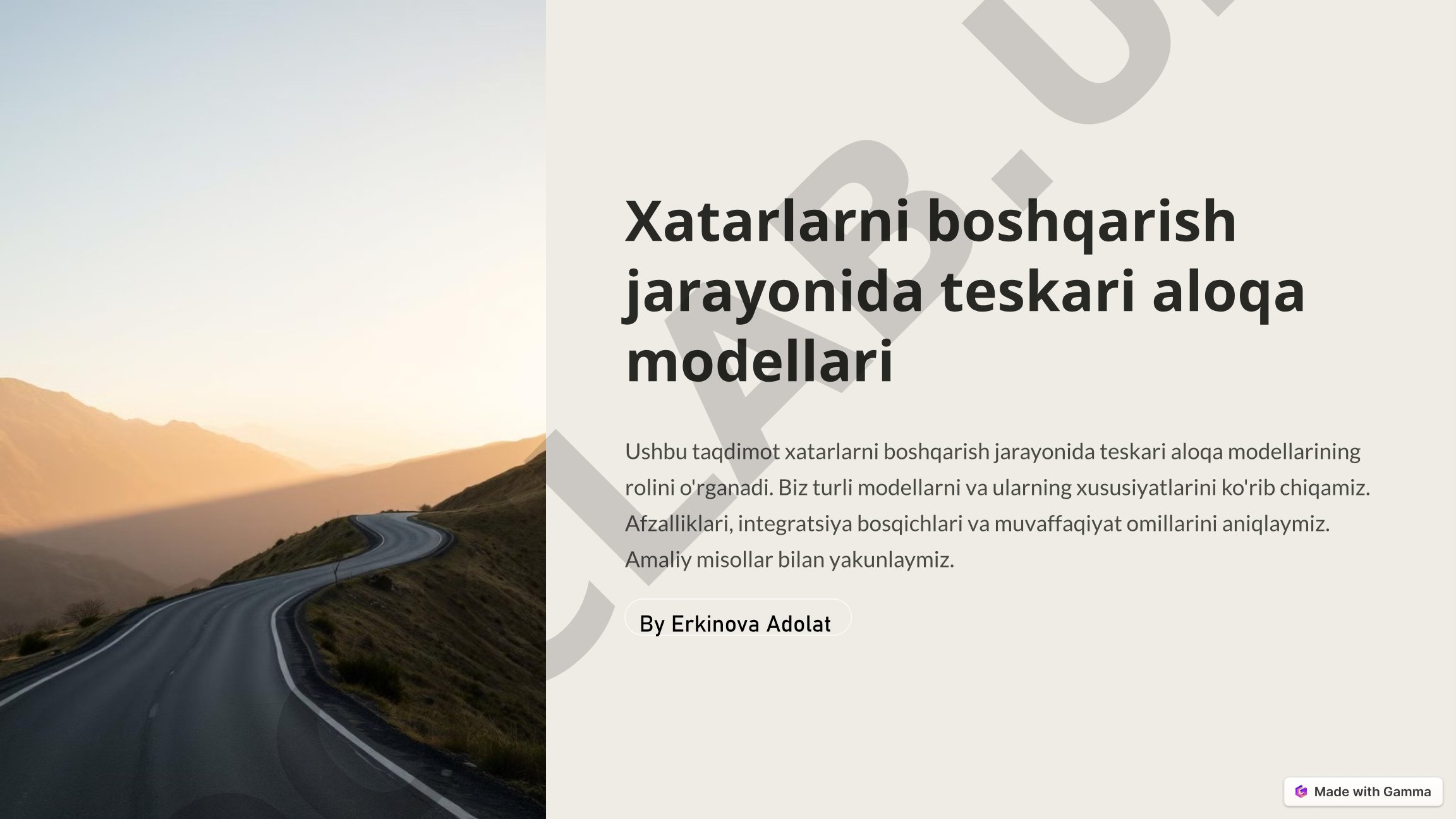 Xatarlarni boshqarish jarayonida teskari aloqa modellari