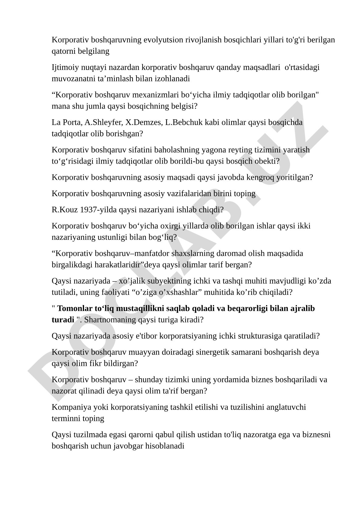 Korporativ boshqaruv evolyutsiyasi va nazariyalari