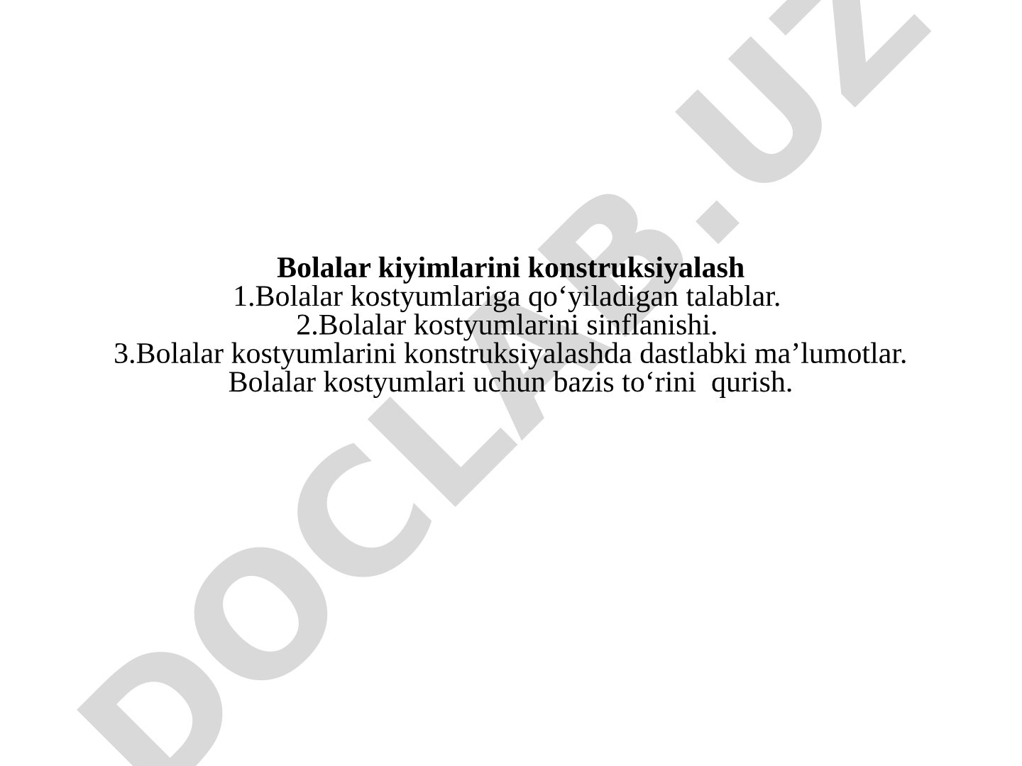 Bolalar kiyimlarini konstruksiyalash