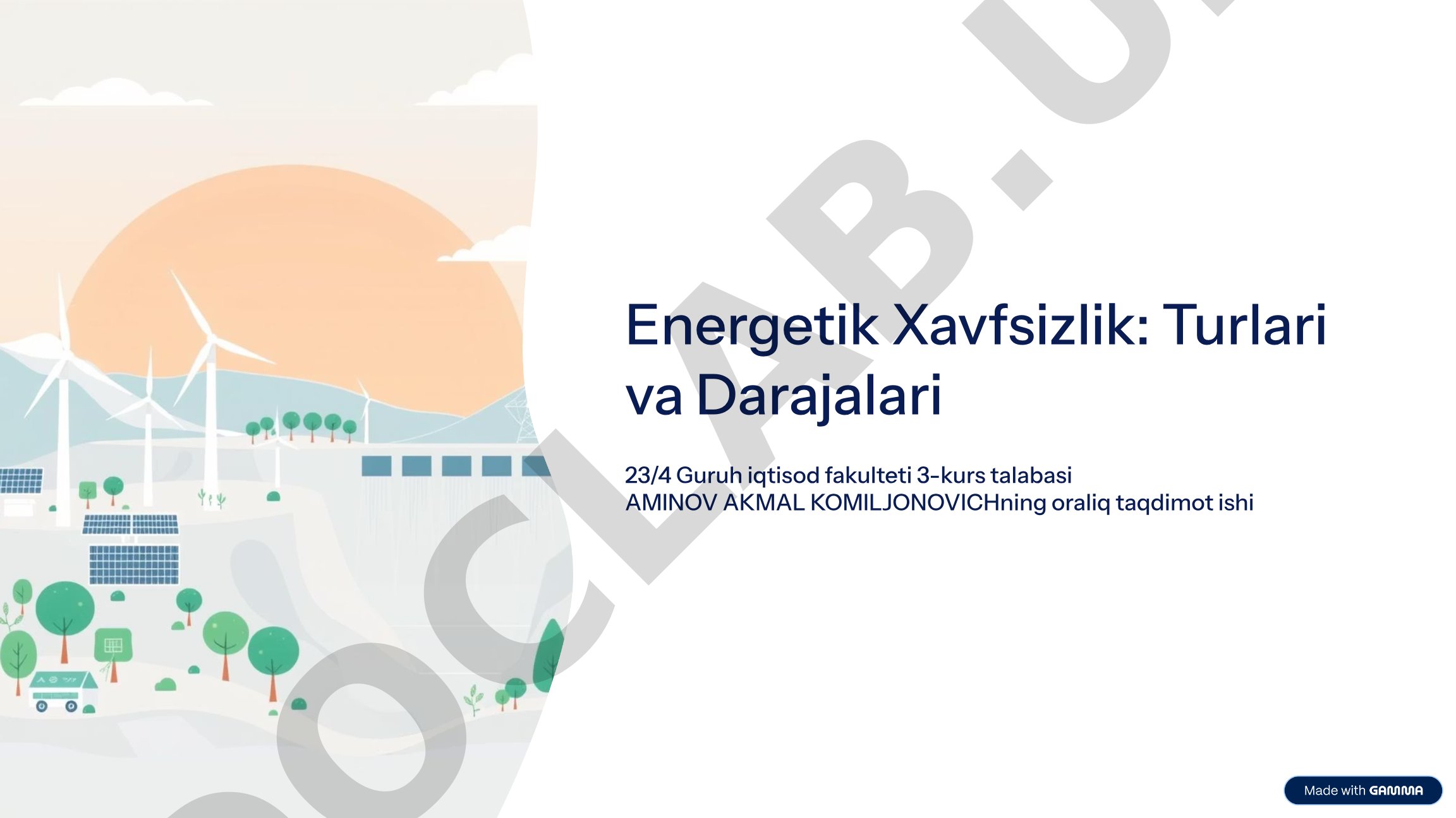 Energetik Xavfsizlik: Turlari va Darajalari