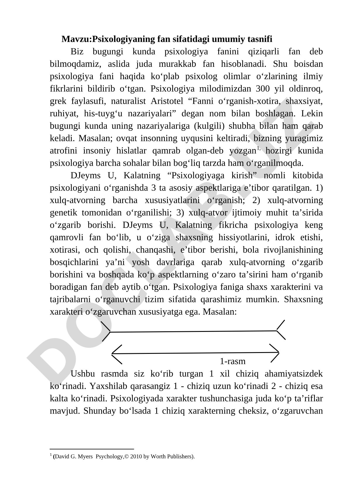 Psixologiyaning fan sifatidagi umumiy tasnifi