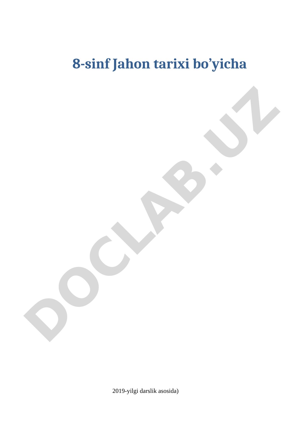 8-sinf Jahon tarixi test savollari