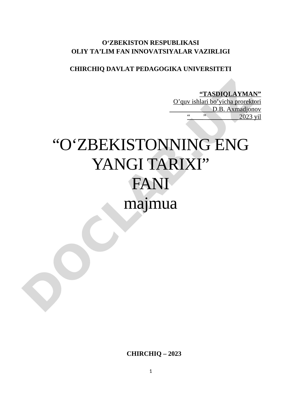 O'zbekistonning eng yangi tarixi