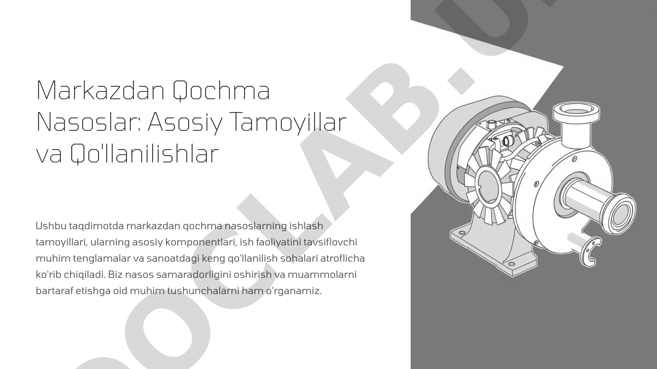 Markazdan Qochma Nasoslar: Asosiy Tamoyillar va Qo'llanilishlar