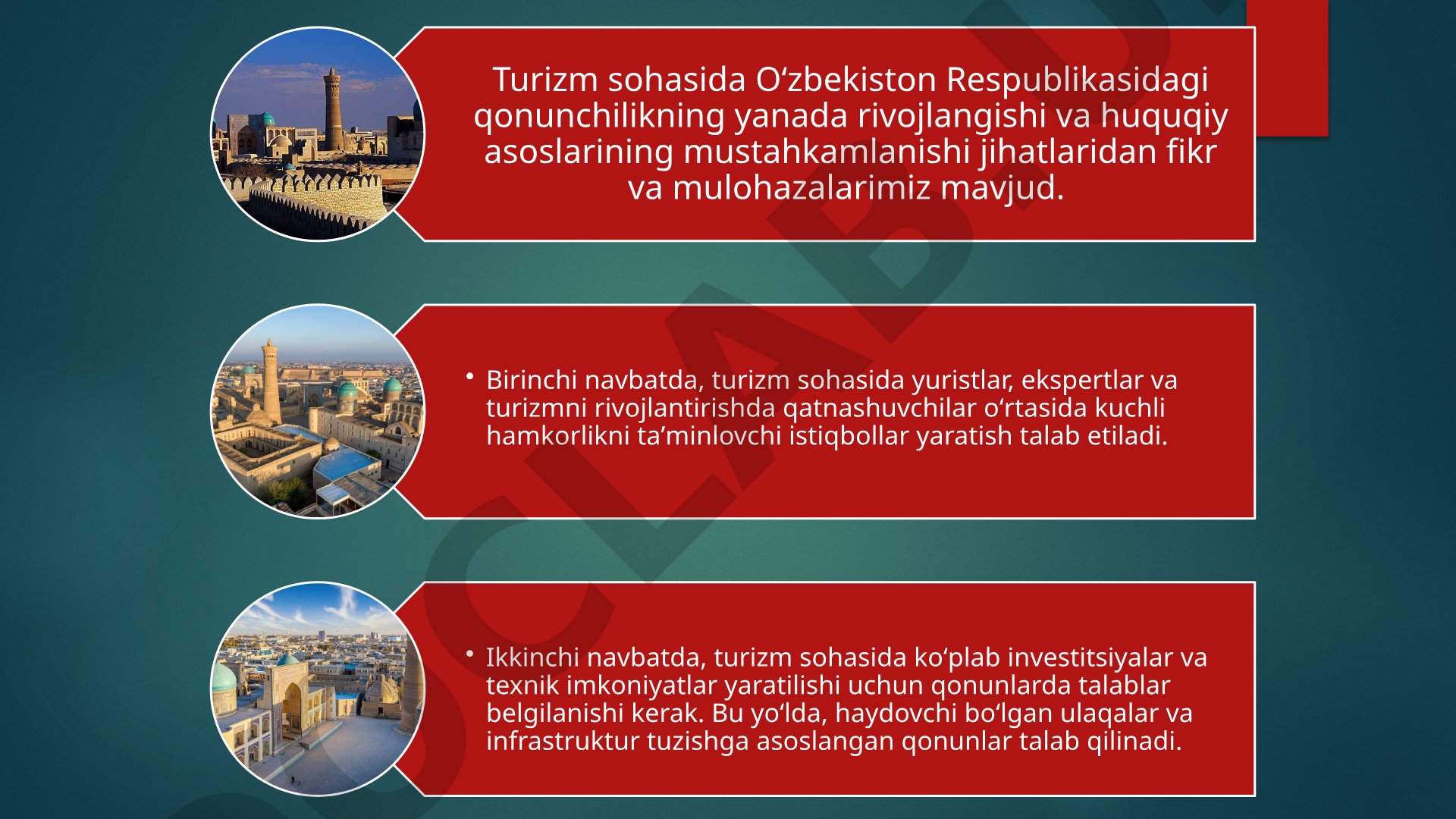 Turizm sohasida O'zbekiston qonunchiligi rivojlanishi
