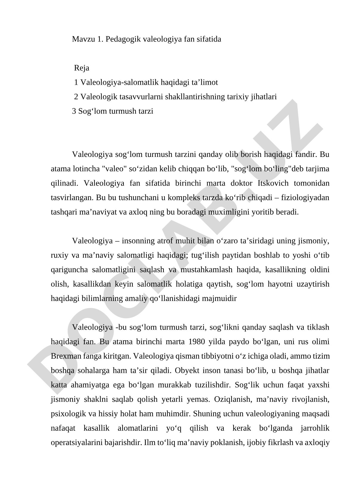 Pedagogik valeologiya fan sifatida