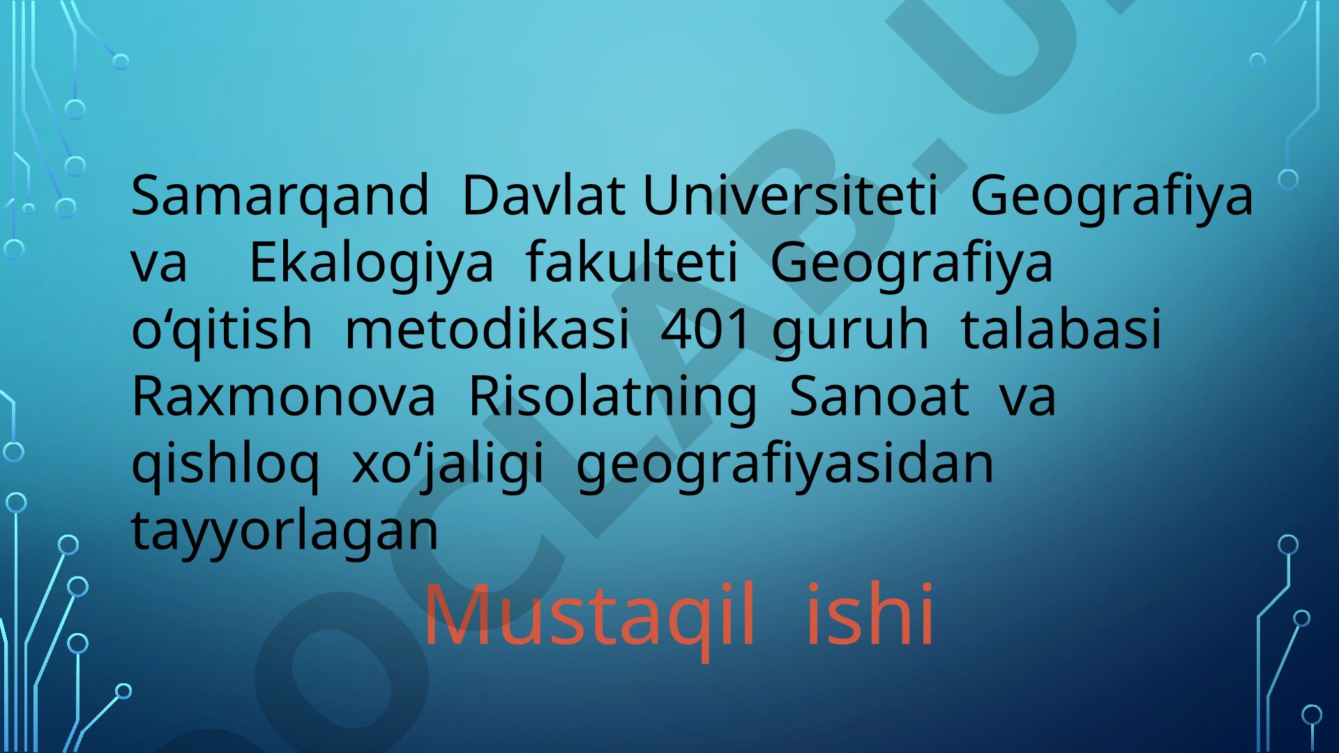 Sanoat tarmoqlari joylashuvining ekologik jihatlari