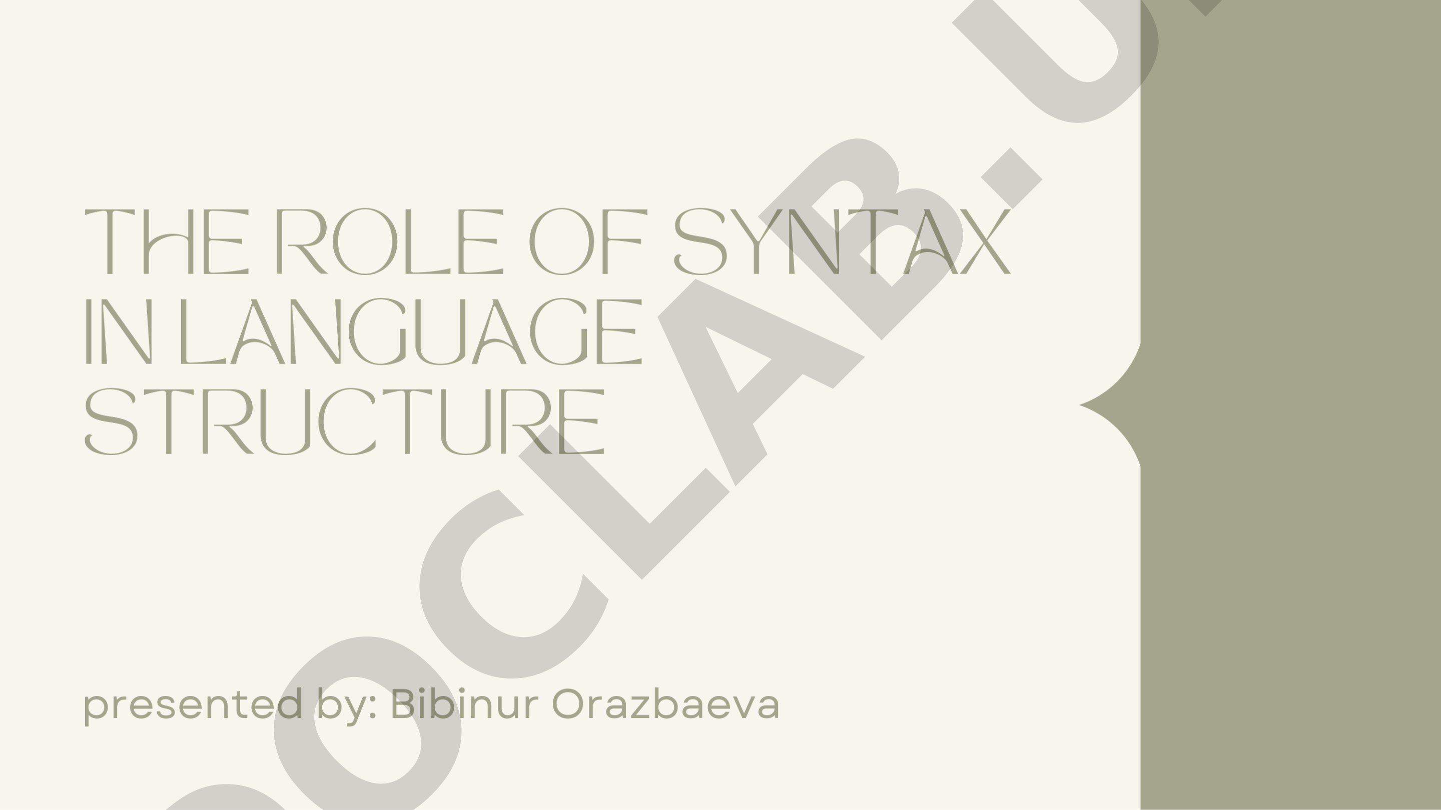 The Role of Syntax in Language Structure