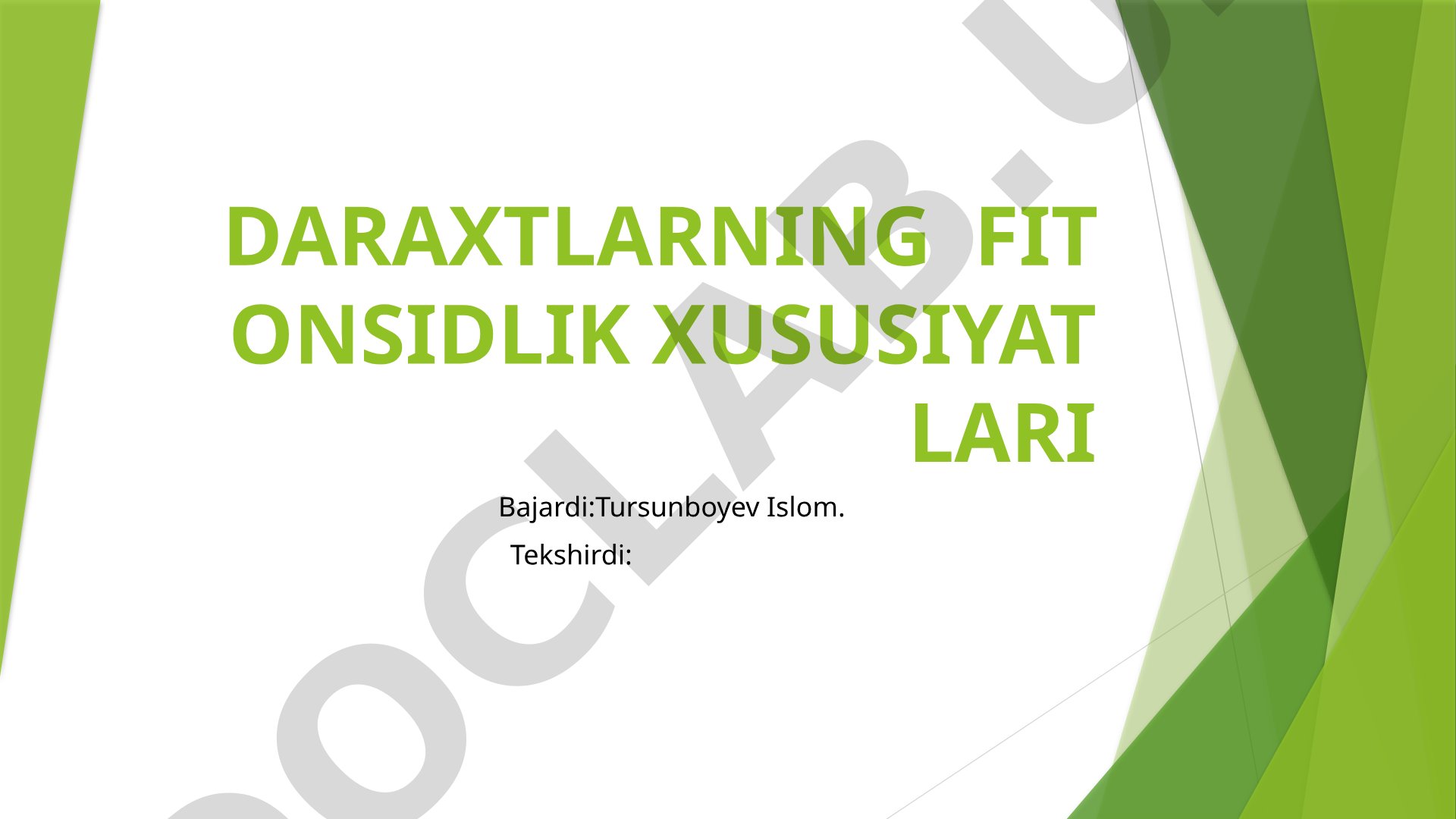 Daraxtlarning fitonsidlik xususiyatlari, mikroblarga ta'siri va ahamiyati