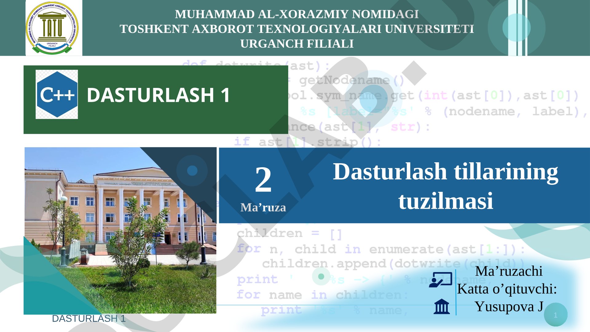 Dasturlash tillarining tuzilmasi