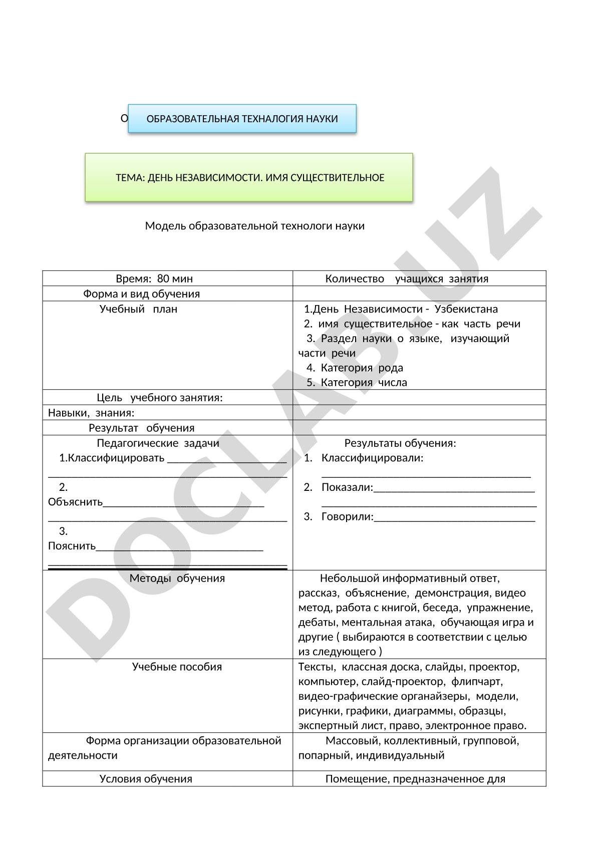 День Независимости. Имя существительное