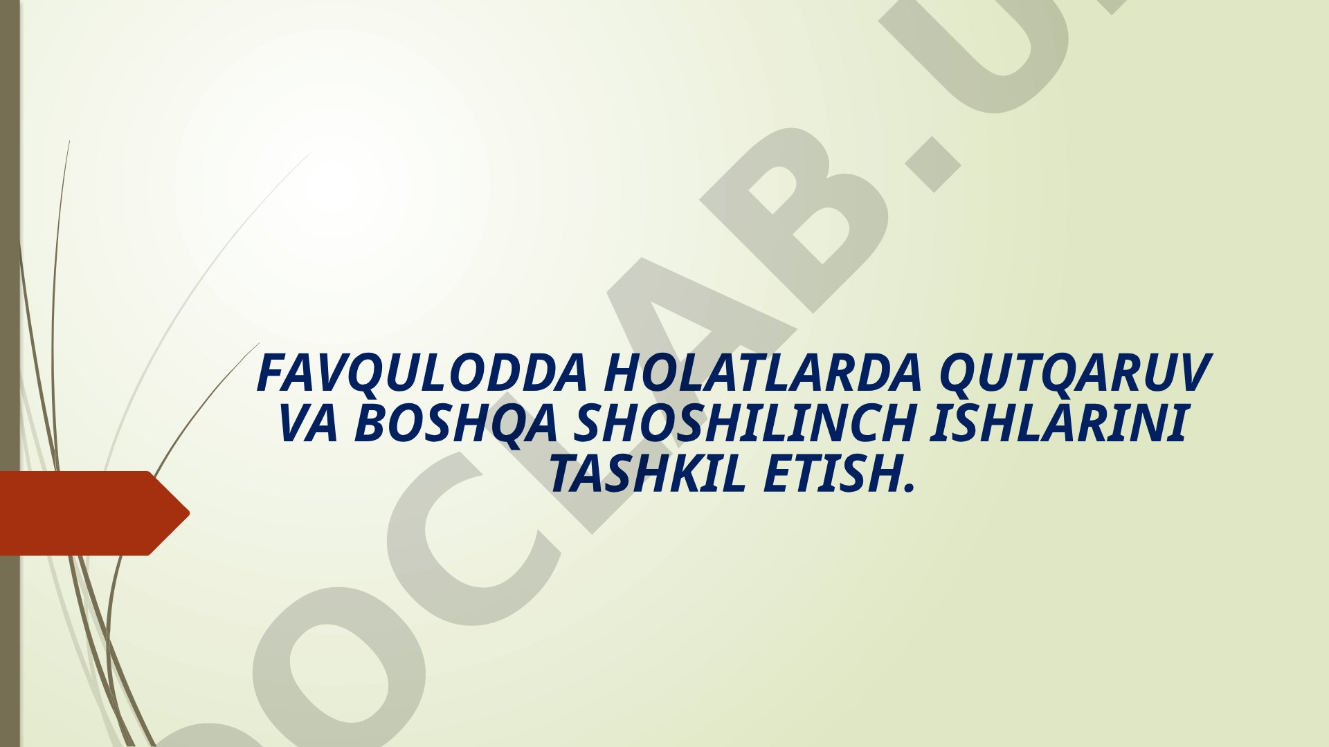 Favqulodda holatlarda qutqaruv va boshqa shoshilinch ishlarini tashkil etish