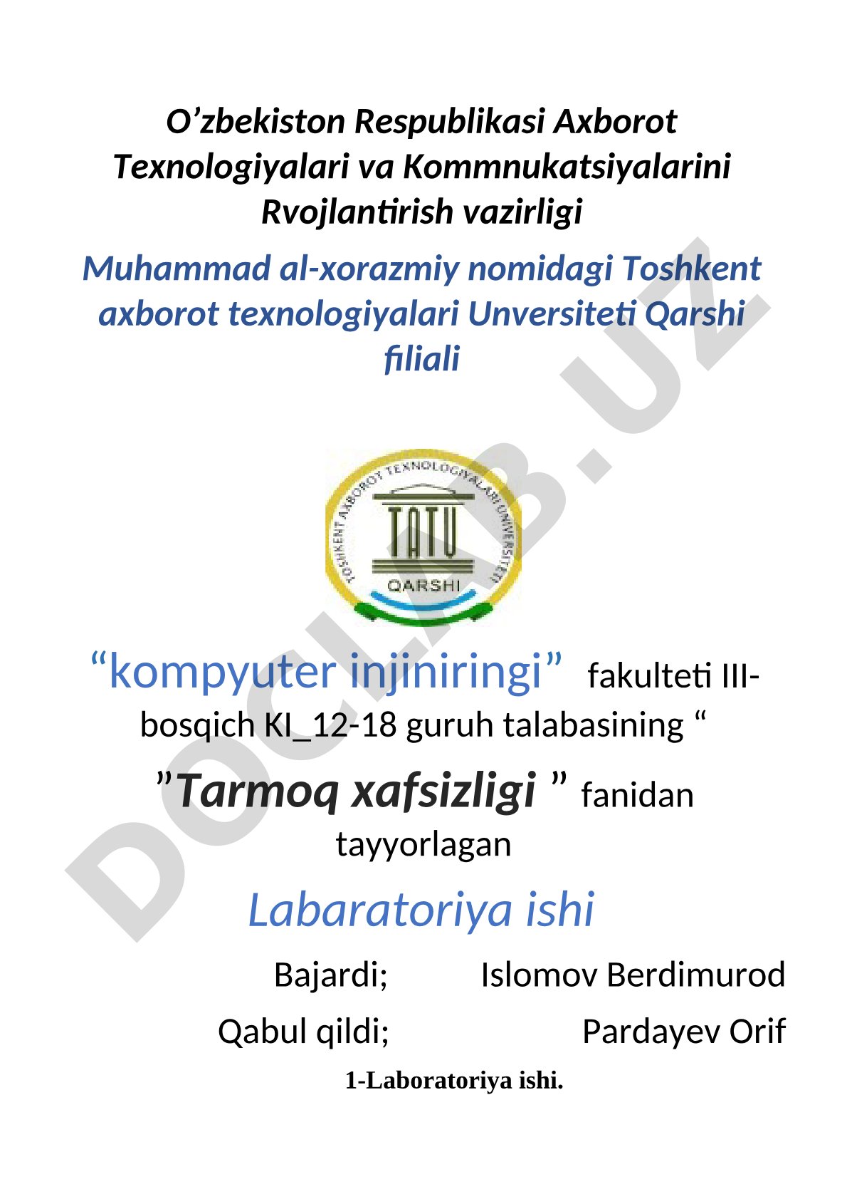 VMWare virtuallashgan muhit bilan tanishish va virtual tarmoq infratuzilmasini yaratish