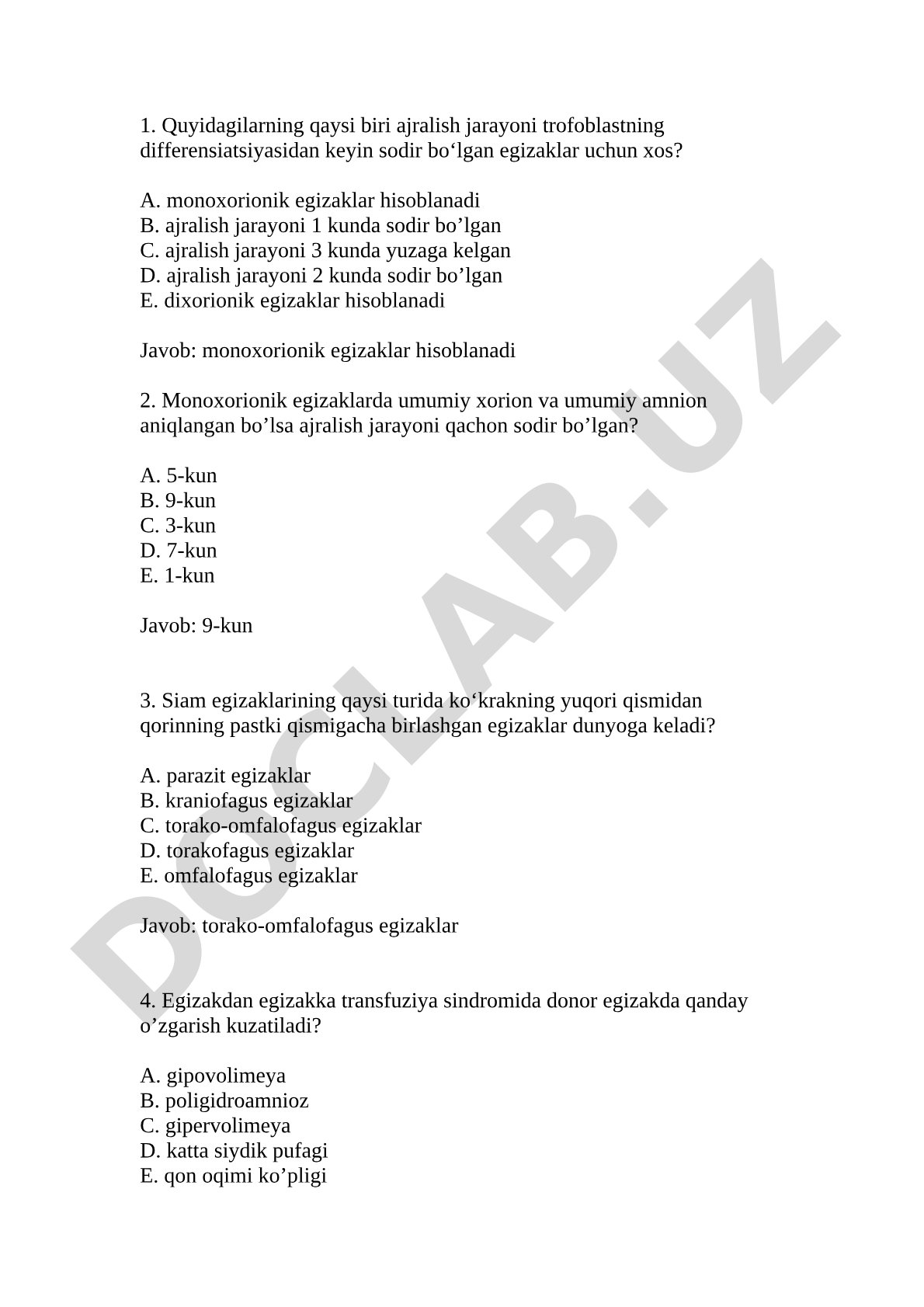 Egizaklarning ajralish jarayoni va turlari