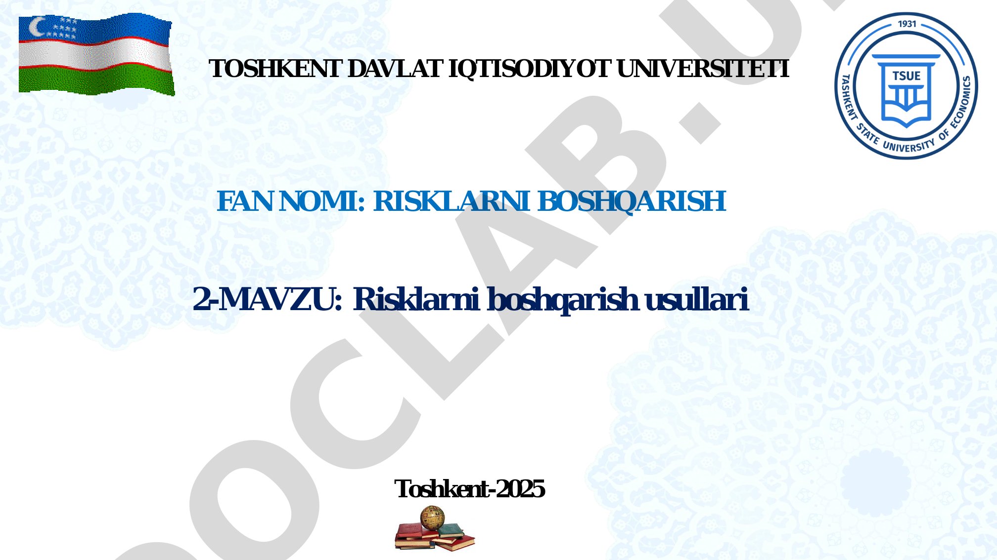 Risklarni boshqarish usullarining umumiy xususiyatlari, turlari va qo'llanilishi haqida