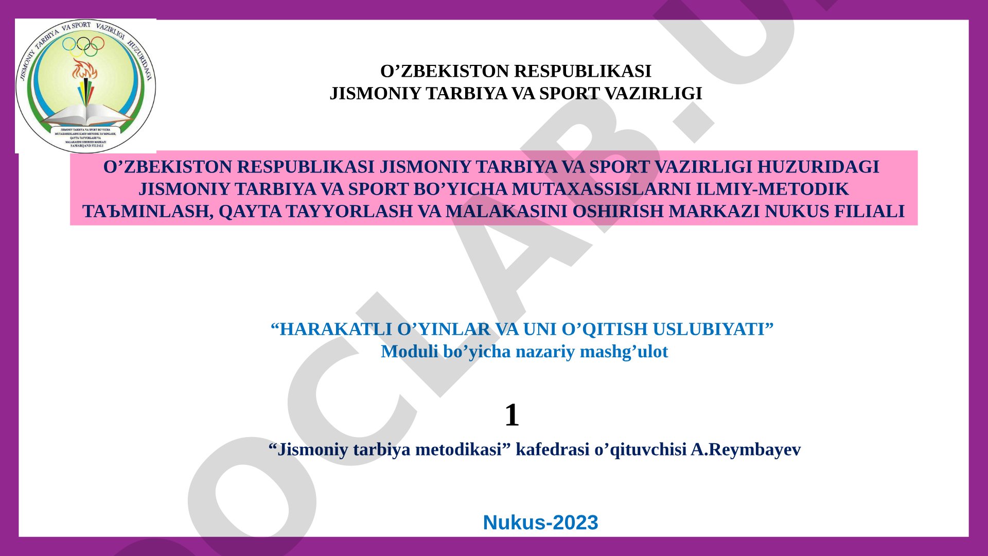 Harakatli o’yinlarni o’quvchilarning yoshiga mos holda tanlash