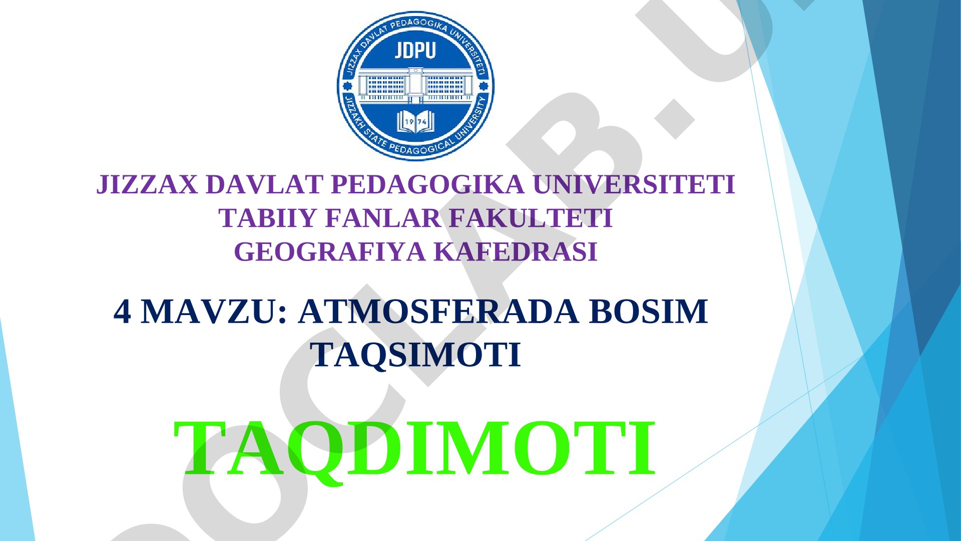 ATMOSFERADA BOSIM TAQSIMOTI