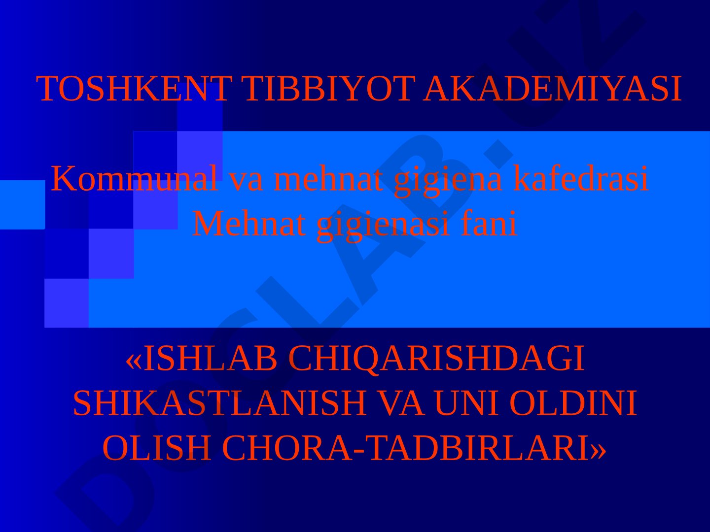 Ishlab chiqarishdagi shikastlanish va uni oldini olish chora-tadbirlari