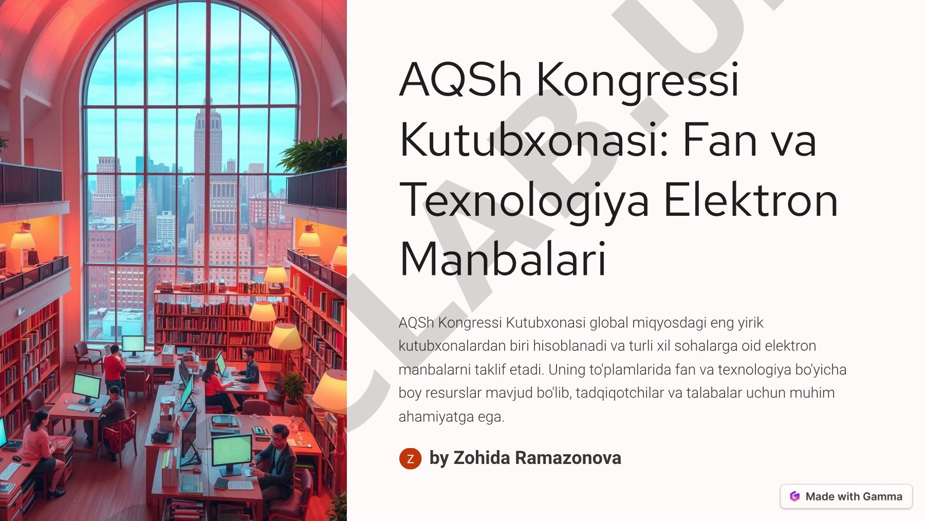 AQSh Kongressi Kutubxonasi: Fan va Texnologiya Elektron Manbalari