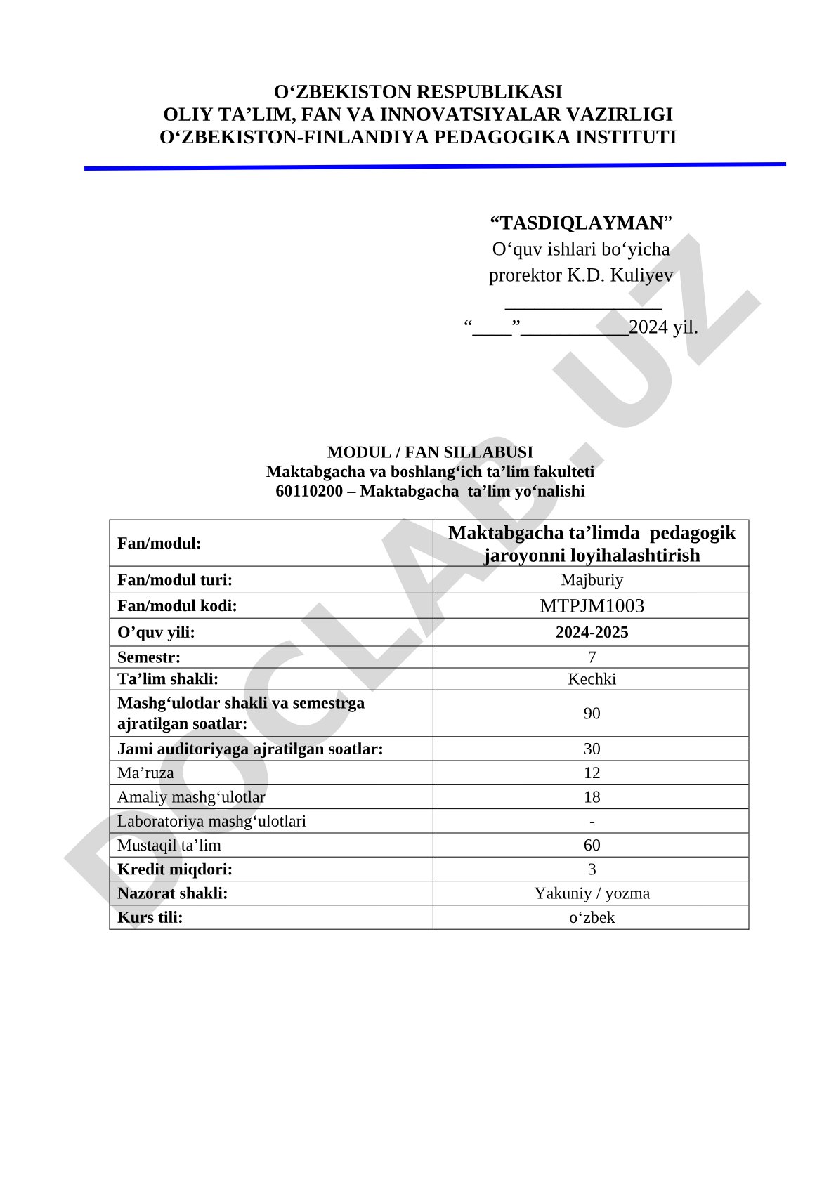 Maktabgacha ta’limda pedagogik jaroyonni loyihalashtirish