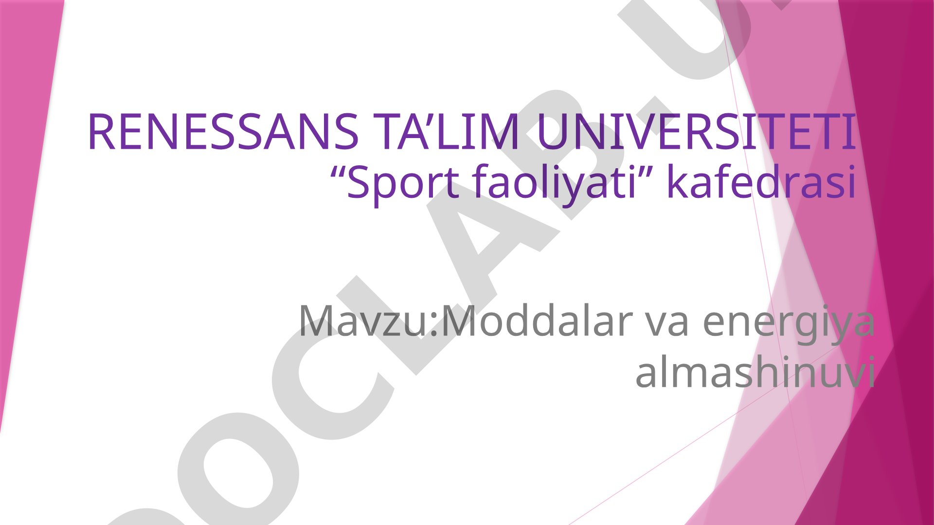 Moddalar va energiya almashinuvi