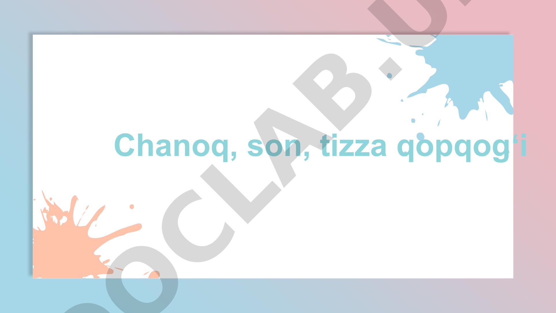 Chanoq, son, tizza qopqogʻi