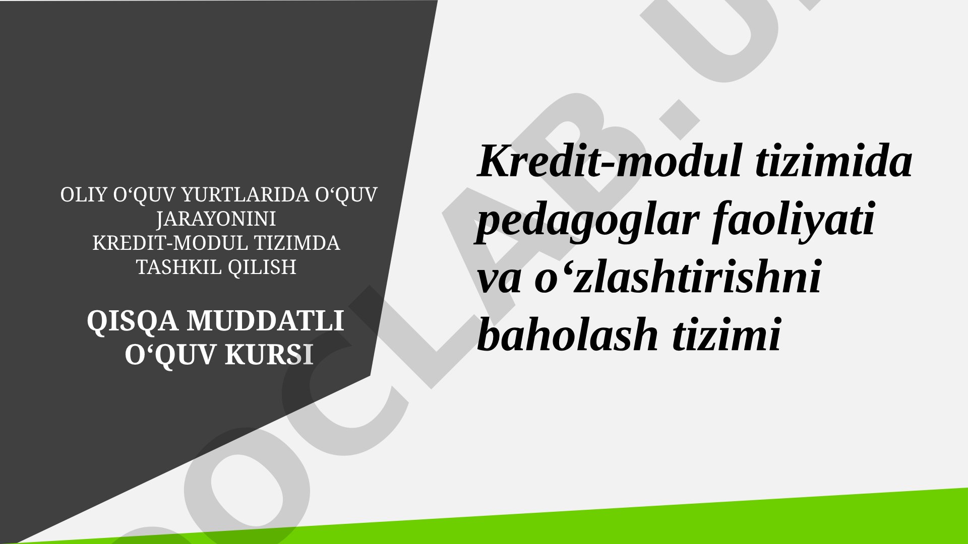 Oliy o‘quv yurtlarida o‘quv jarayonini kredit-modul tizimida tashkil qilish
