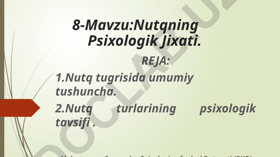 Nutqning Psixologik Jixati