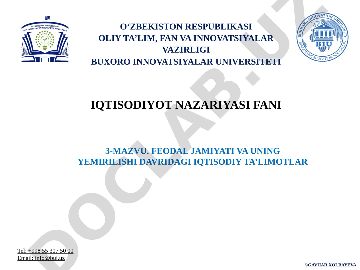 Feodal jamiyati va uning yemirilishi davridagi iqtisodiy ta’limotlar