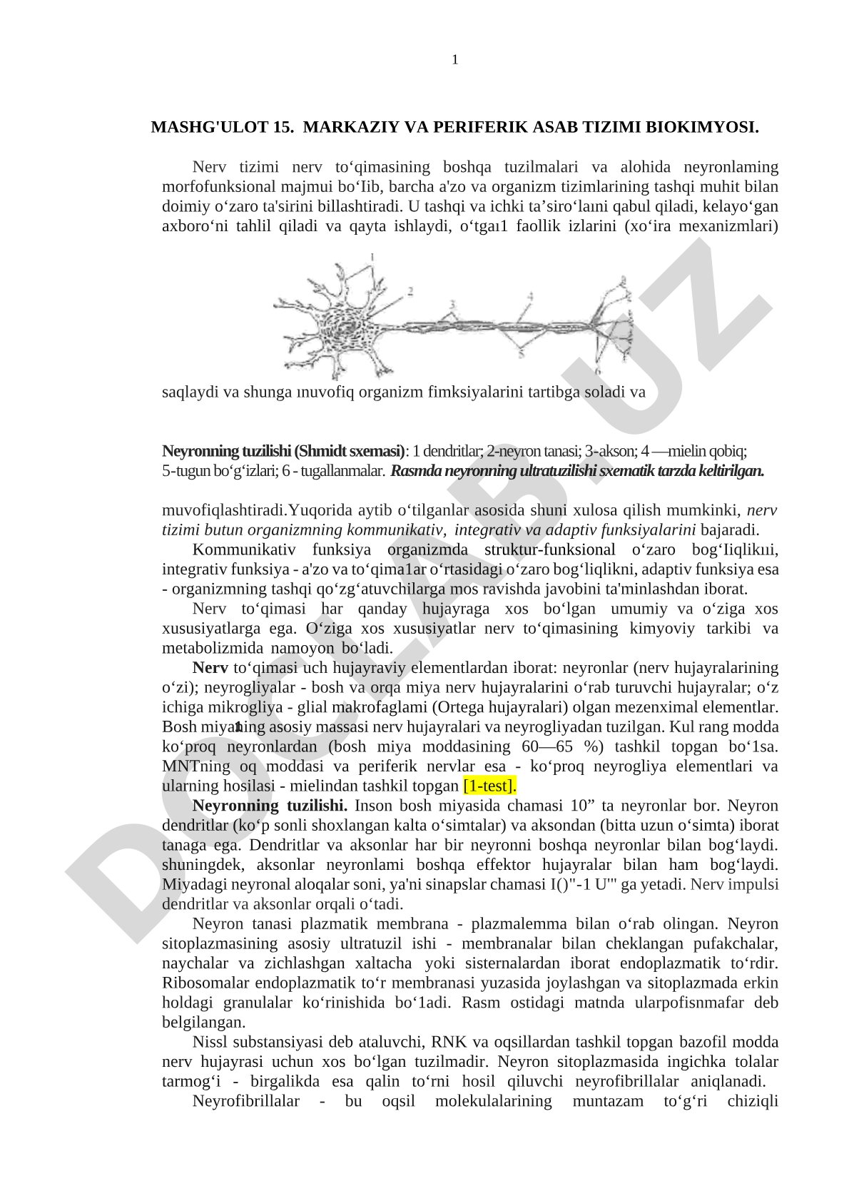 Markaziy va periferik asab tizimi biokimyosi
