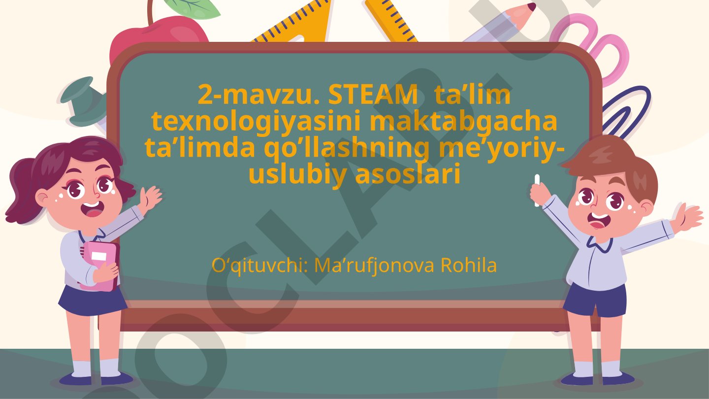 STEAM ta’lim texnologiyasini maktabgacha ta’limda qo’llashning me’yoriy- uslubiy asoslari