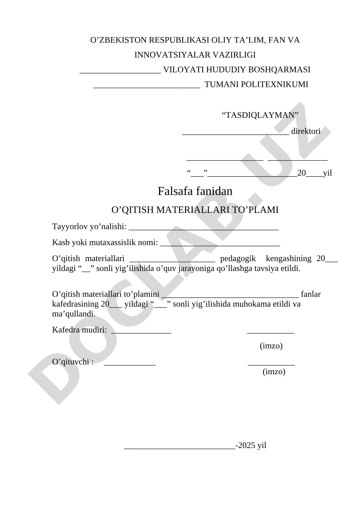 Falsafa fanidan o‘qitish materiallari to‘plami