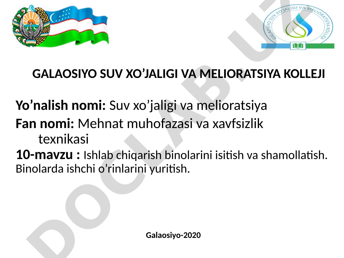 Ishlab chiqarish binolarini isitish va shamollatish. Binolarda ishchi o'rinlarini yuritish