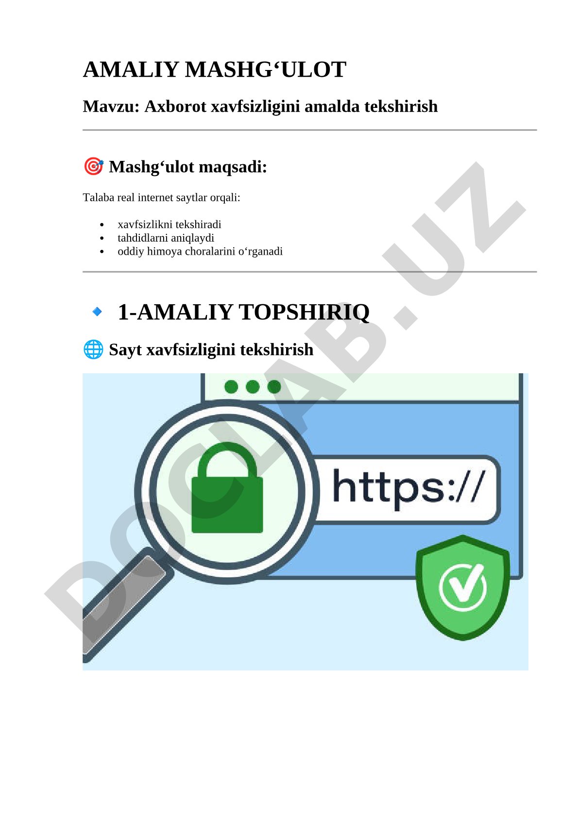 Axborot xavfsizligini amalda tekshirish