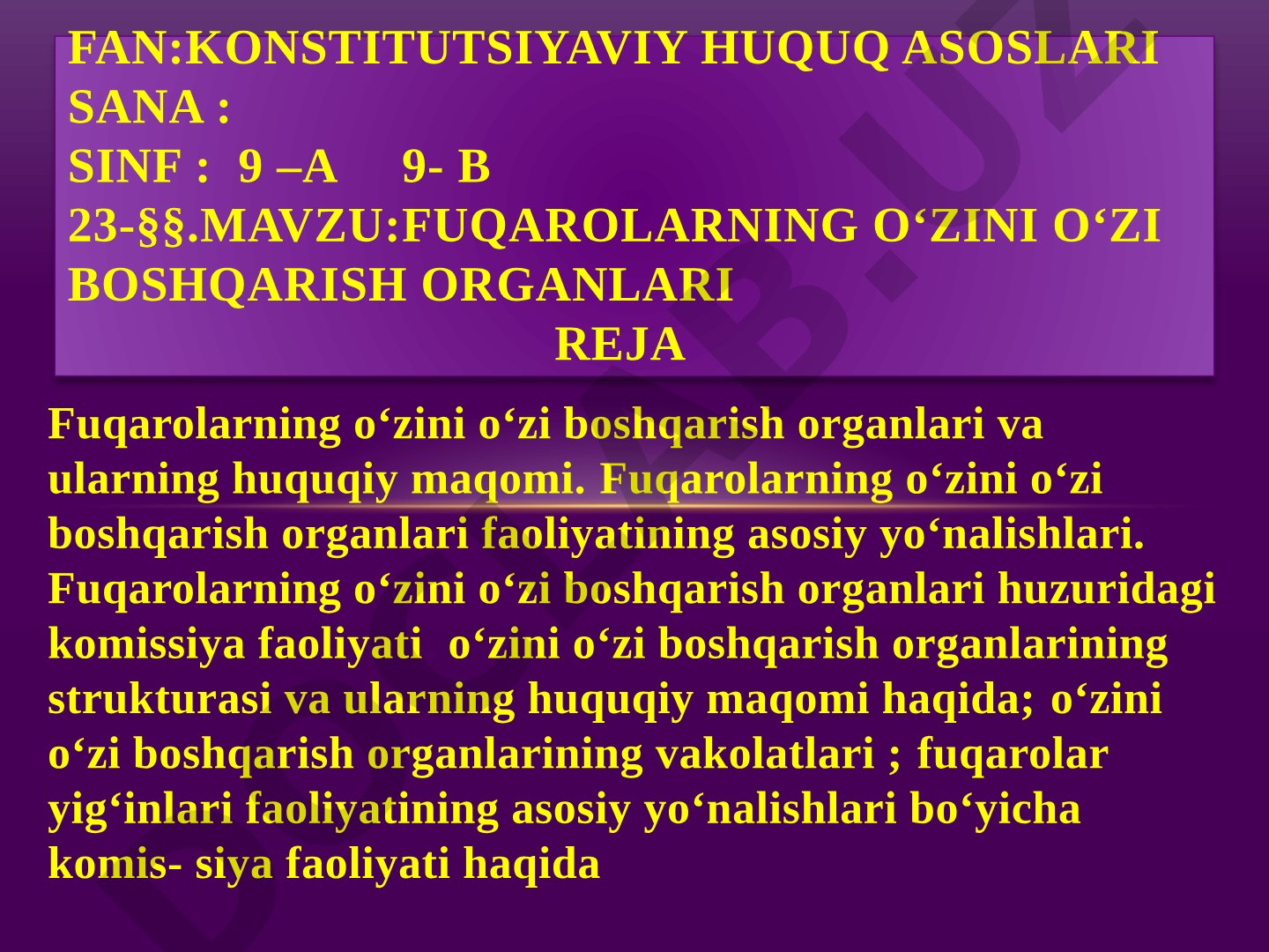 Fuqarolarning o‘zini o‘zi boshqarish organlari