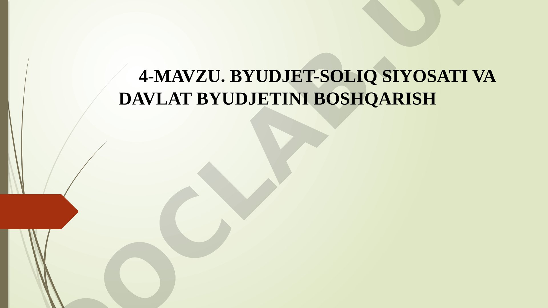 Byudjet-soliq siyosati va davlat byudjetini boshqarish