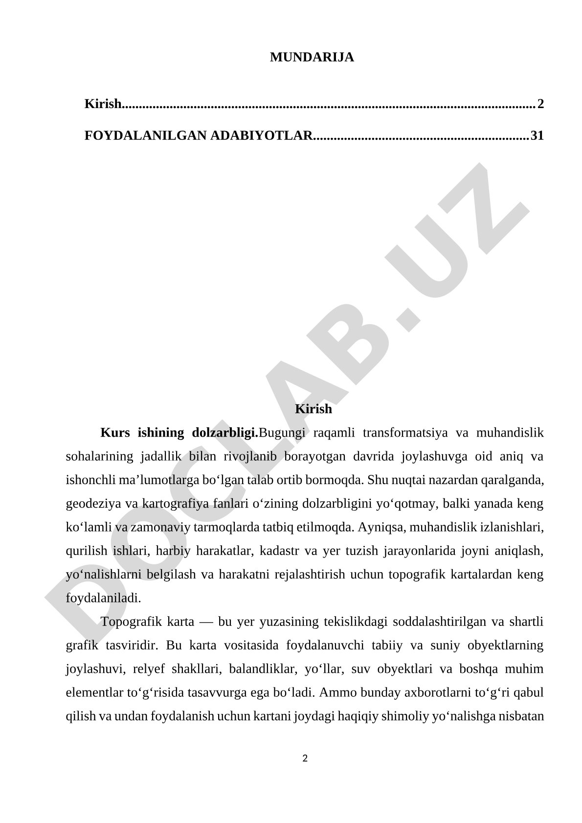 Topografik kartada oriyentirlash burchaklarini oʻlchash