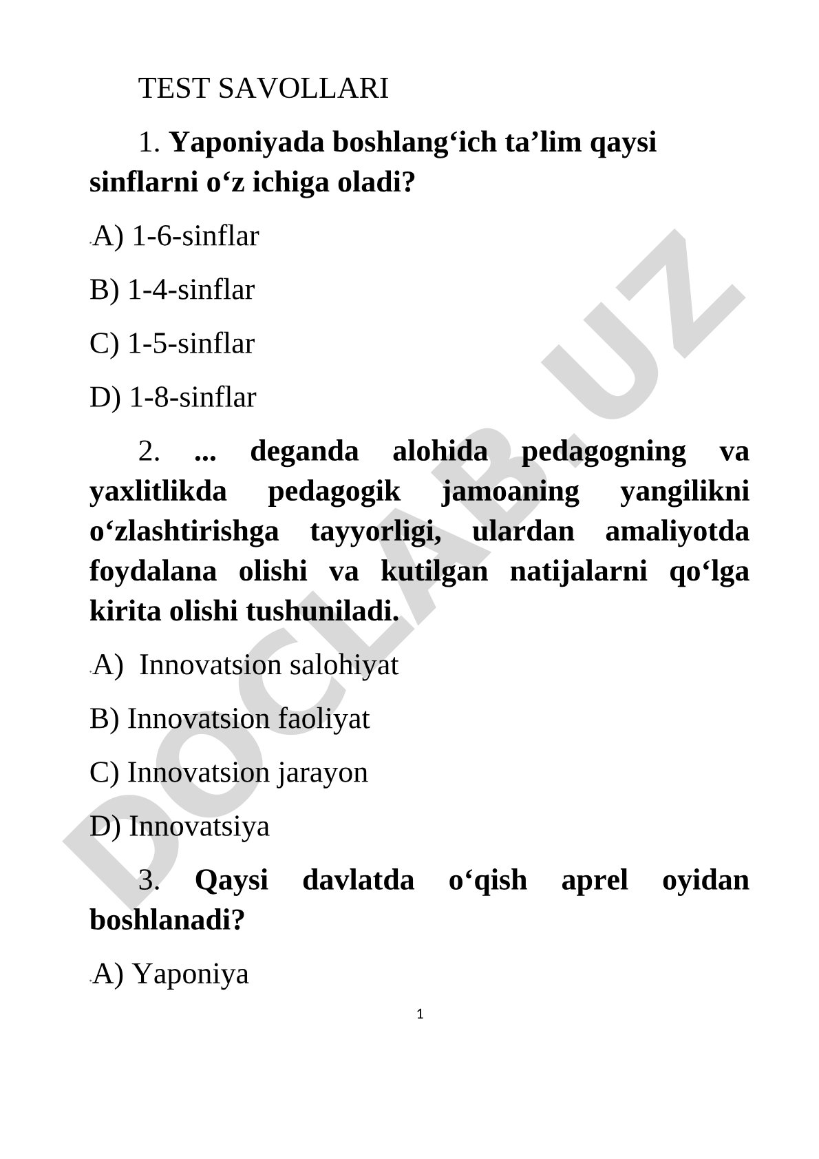 Xorijiy davlatlarda ta'lim tizimi